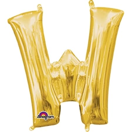 16 In. Letter W Gold Supershape Foil Balloon